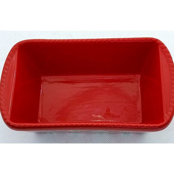 LOAF BAKING DISH-TEMP-TATIONS-Ceramic-Red & Green-Plaid-Holiday Theme-Small - Picture 3 of 8